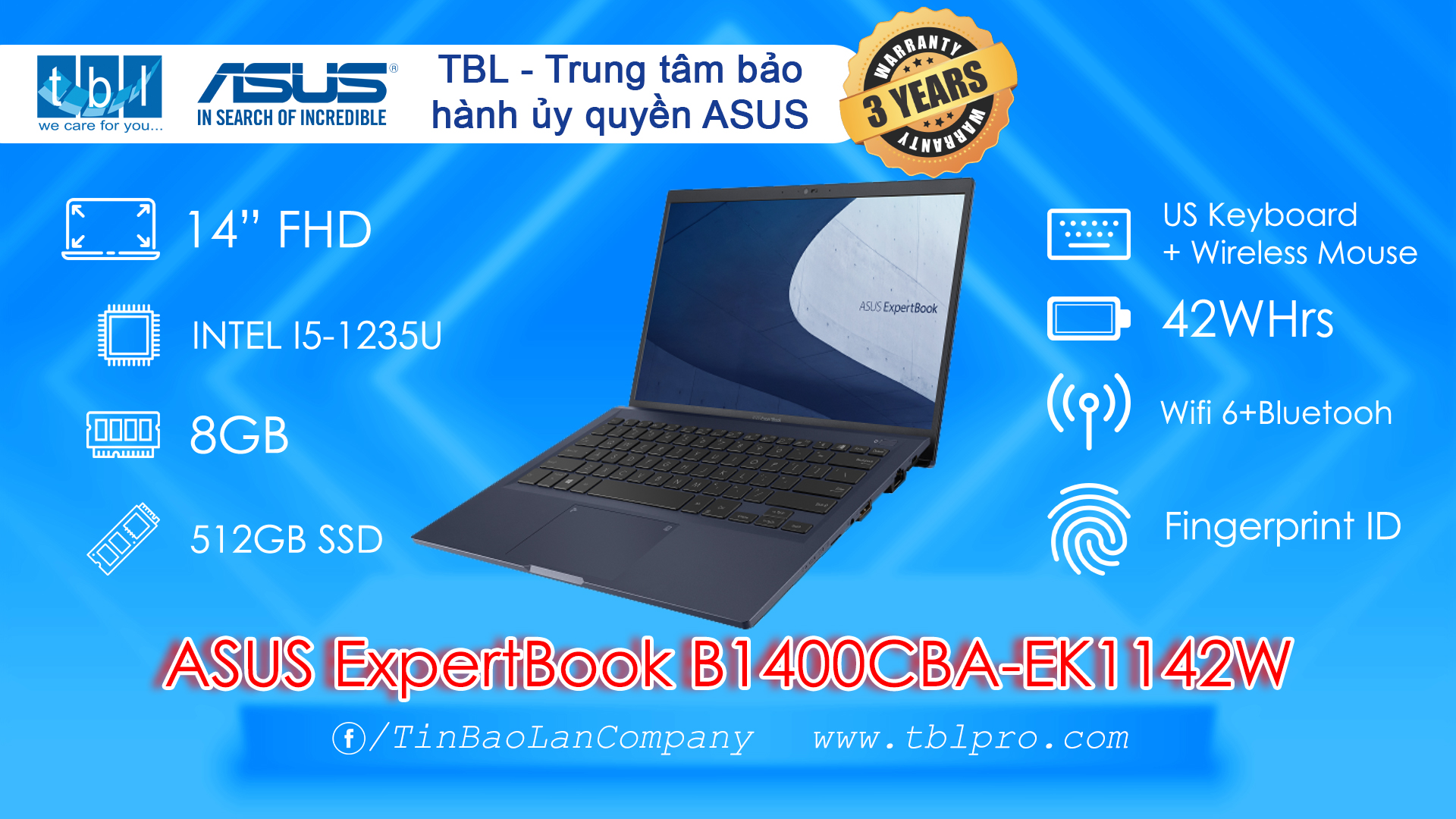 Laptop Asus ExpertBook B1400CBA-EK1142W